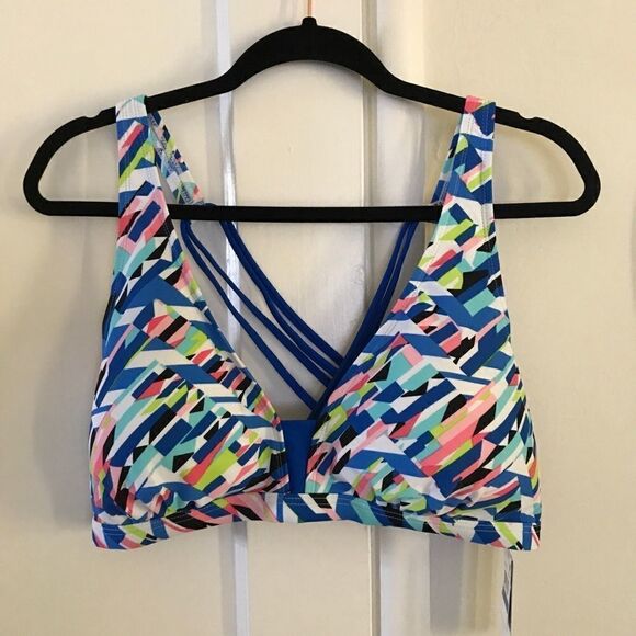 Go Gossip Geometeric Strappy Racerback Swim Top - Picture 3 of 8